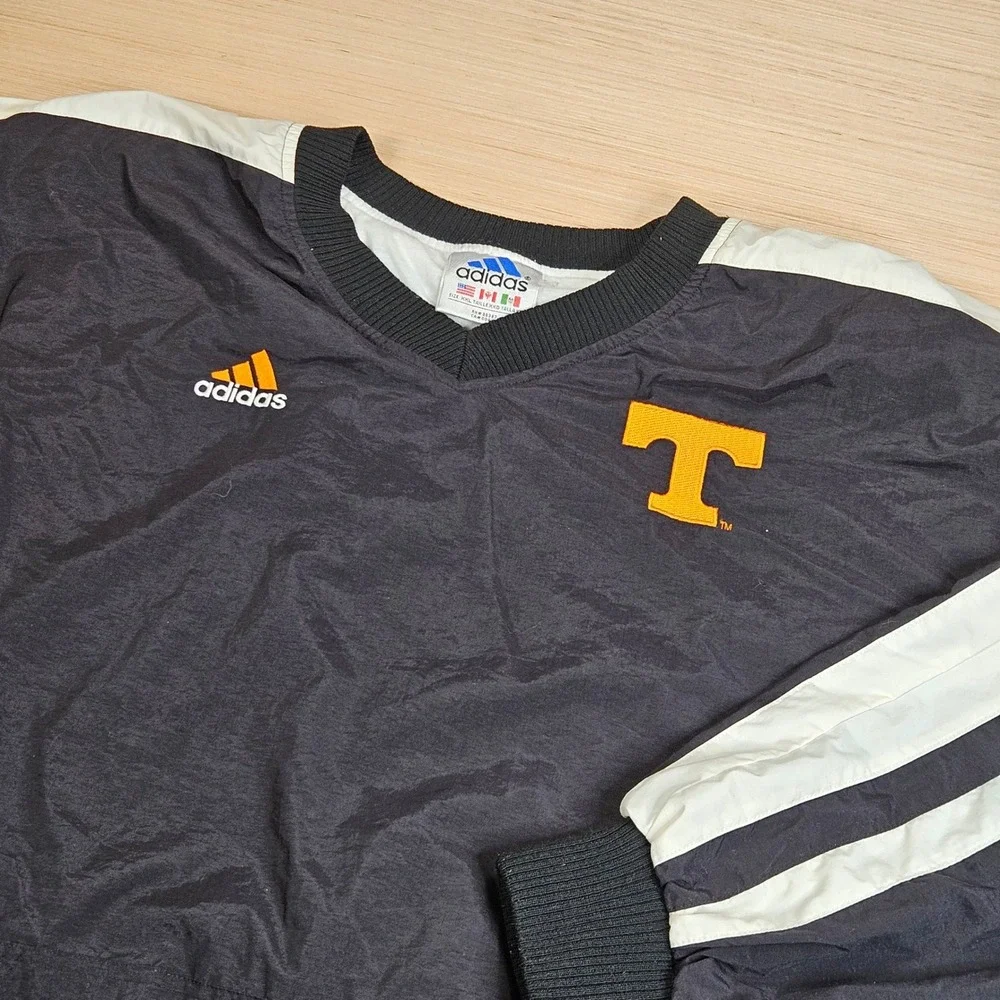 Vintage Tennessee Volunteers Adidas Lined Windbreaker Pullover Men XXL Black